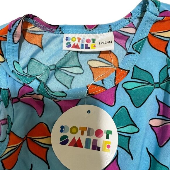 Dot Dot Smile NWT Baby‎ Size 12/24M Blue Bows Tank Twirl Dress Attached Brief - Picture 4 of 7